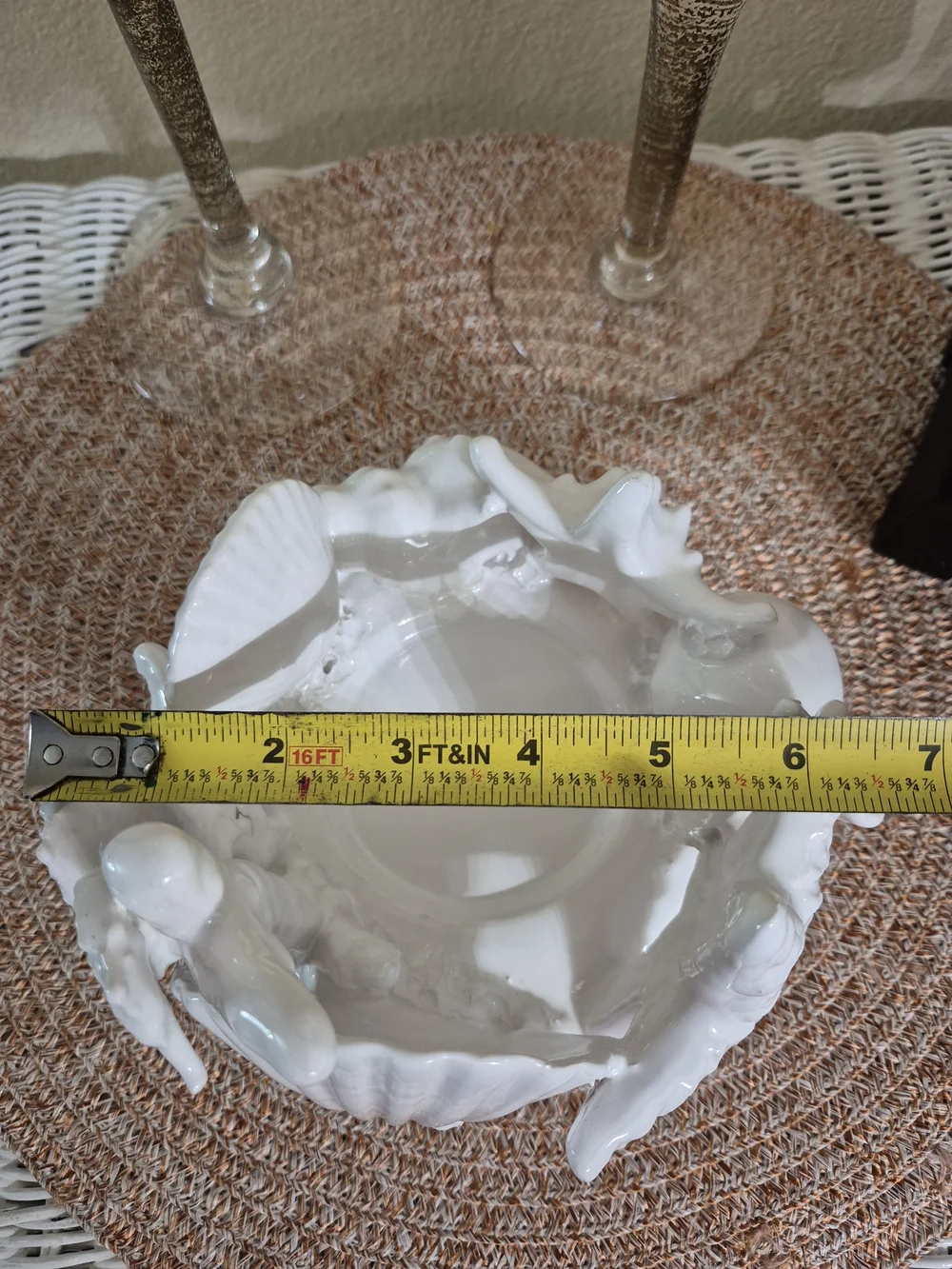 I Borbone Capodimonte White Ceramic Seashell Candle Holder
